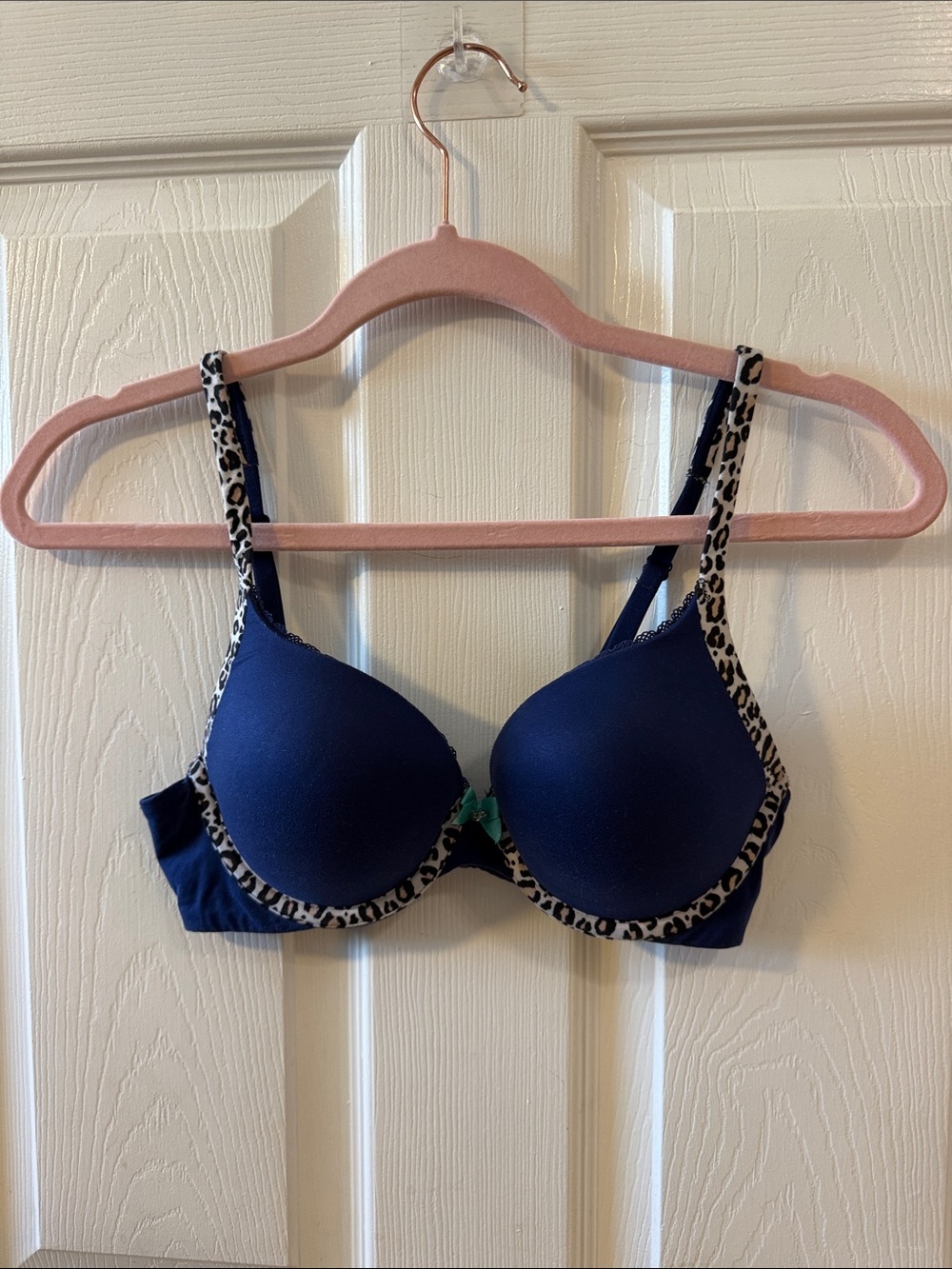 Victoria's Secret Navy Bra with Leopard-Trim Accents